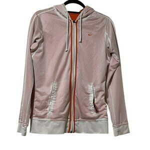 Nike Womens Hooded Jacket Medium White & Orange Mesh Polyester